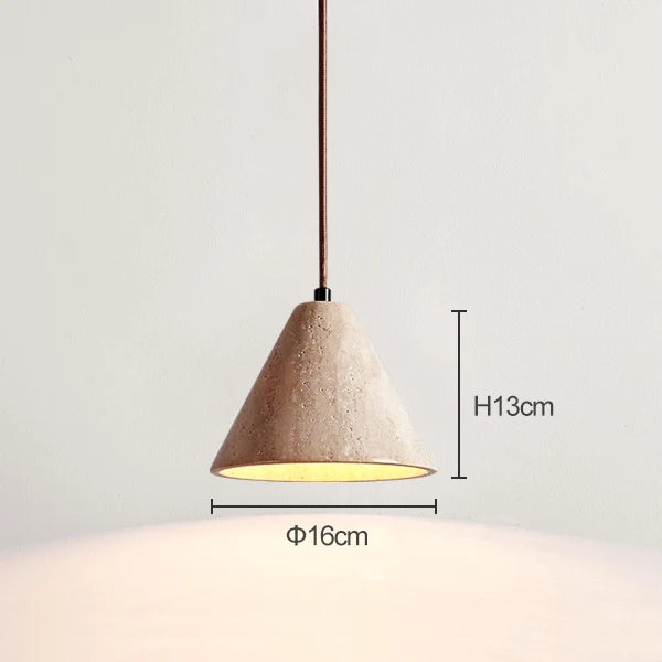 Travertin jaune style japonais wabi-sabi chambre lampe suspendue design rétro restaurant allée suspension - vue 11 sur 15