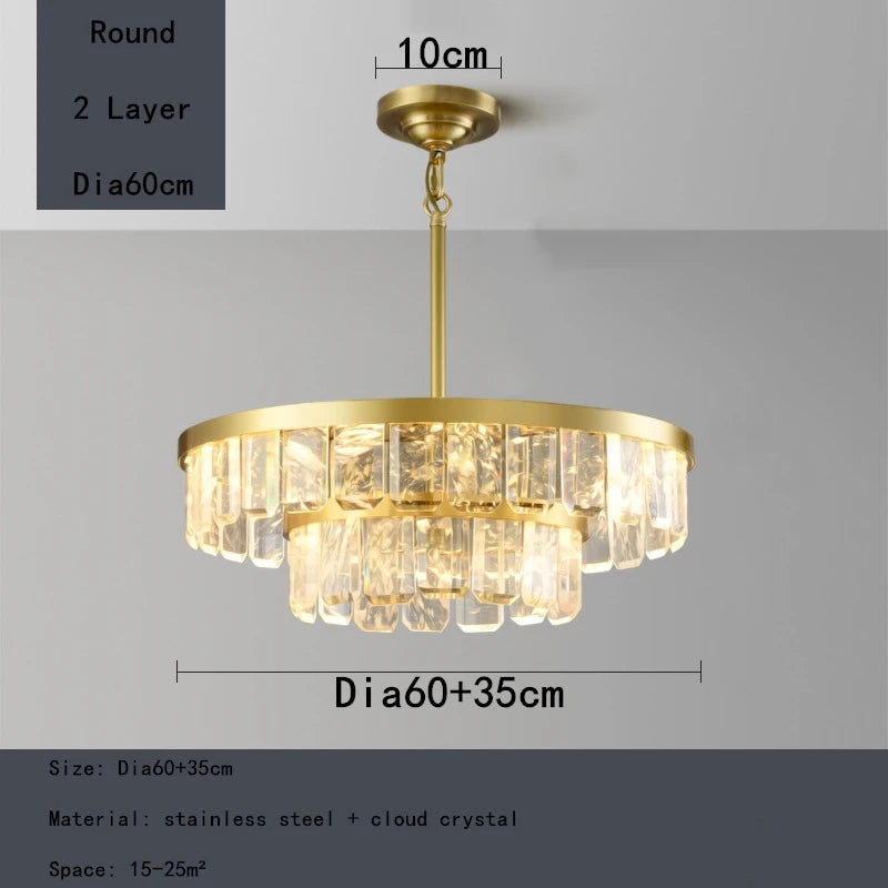 lustre en cristal multicouche nuage et brume pour hôtel avec corps en acier - vue 8 sur 15
