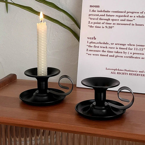 bougeoir rétro en fer de style tasse à thé vintage - vue 2 sur 8