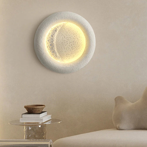 applique murale led ronde lune intensités variables art déco résine