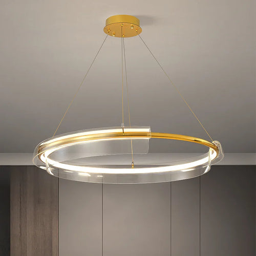 lustre led de luxe simple anneau dimmable pour maison hôtel - vue 3 sur 7