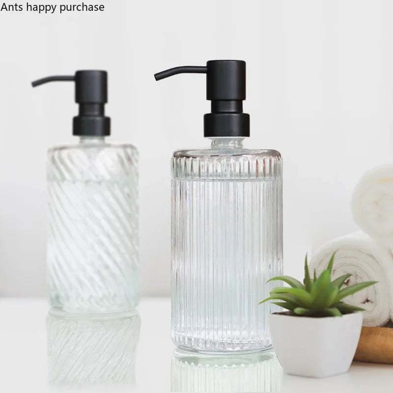 bouteille en verre pour lotion désinfectant et distributeur de savon - vue 3 sur 15