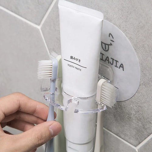 porte-brosse à dents auto-adhésif avec support et distributeur intégré - vue 5 sur 14