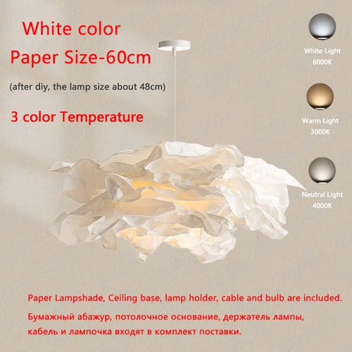 lustre minimaliste en papier led pour éclairage intérieur bricolage - vue 9 sur 12