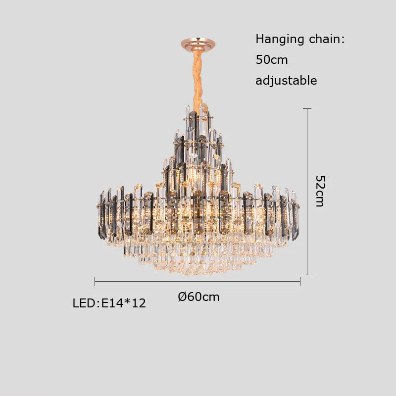 suspension à led en cristal design luxueux avec variateur d'intensité