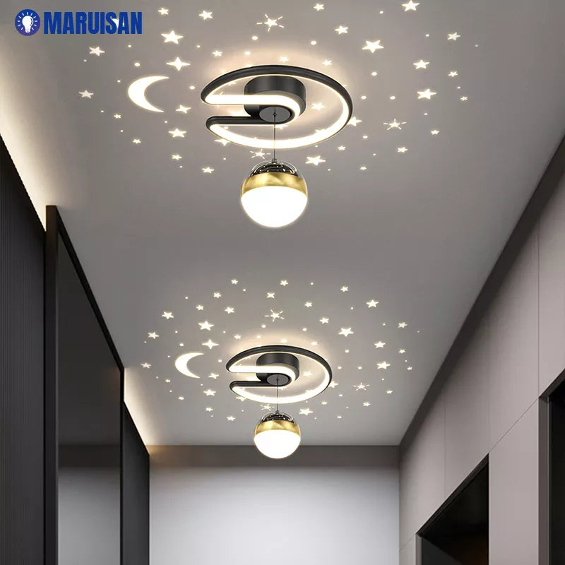 Noir gris 28W LED plafonnier pour couloir boule de verre nuances Foyer allée éclairage intérieur Luminaire Lustre effet étoile