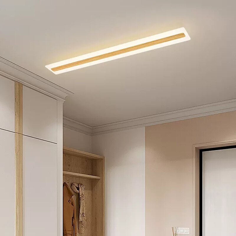 Plafonnier lumière led bois minimaliste déco entrée couloir vestiaire