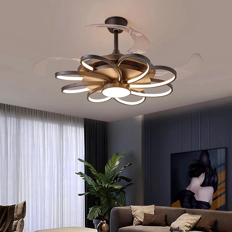 Plafonnier LED moderne avec ventilateur de plafond sans pales