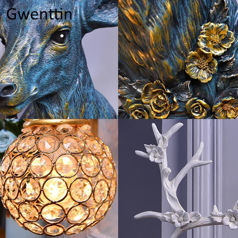 applique murale lucky deer en résine et bois décoratif intérieur - vue 5 sur 8