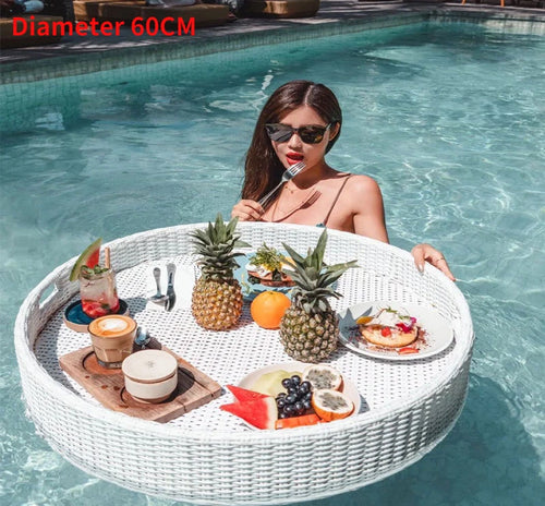 plateau en rotin nordique pour fruits et boissons de piscine - vue 22 sur 22