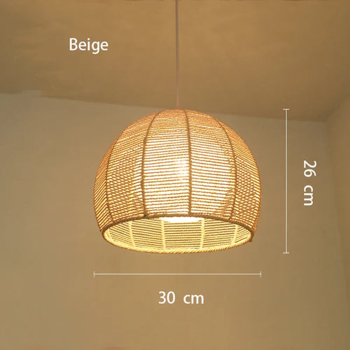 Hand-woven hemp rope chandelier stylish simple bedroom lamp balcony restaurant teahouse homestay decoration chandelier - vue 9 sur 11