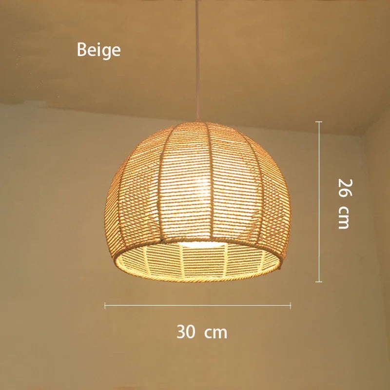Hand-woven hemp rope chandelier stylish simple bedroom lamp balcony restaurant teahouse homestay decoration chandelier - vue 8 sur 11