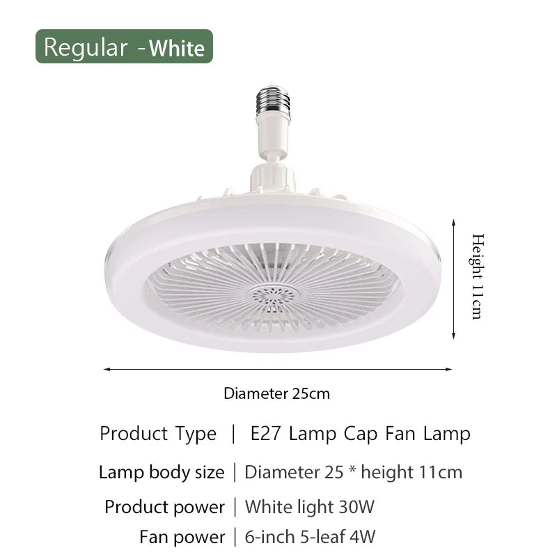 Fan Luster Silent Ceiling Fan Light with Remote Lamp E27 Control Bedroom Living, Home Lighting Source, Ac85-265v  Ceiling Fan - vue 7 sur 8