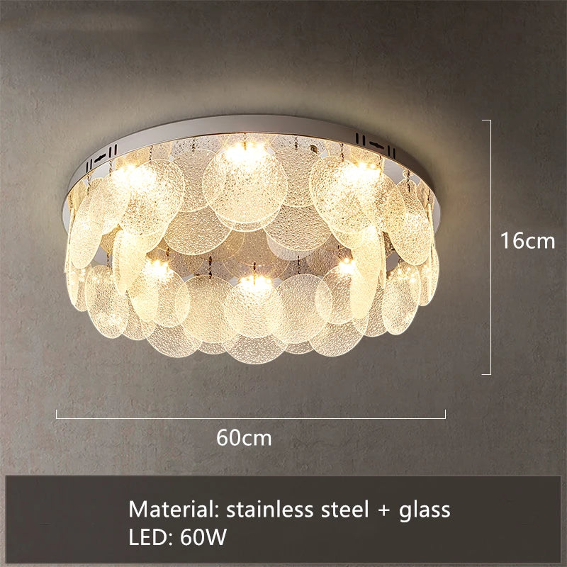 plafonnier led moderne en acier inoxydable et verre pour décoration intérieure