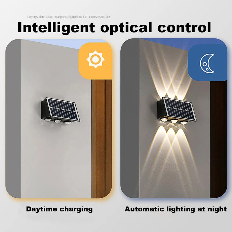 applique murale solaire led moderne étanche pour extérieur jardin cour rue - vue 2 sur 14