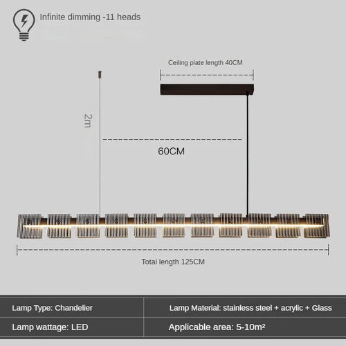 suspension moderne en acier inoxydable avec éclairage led élégant - vue 9 sur 9