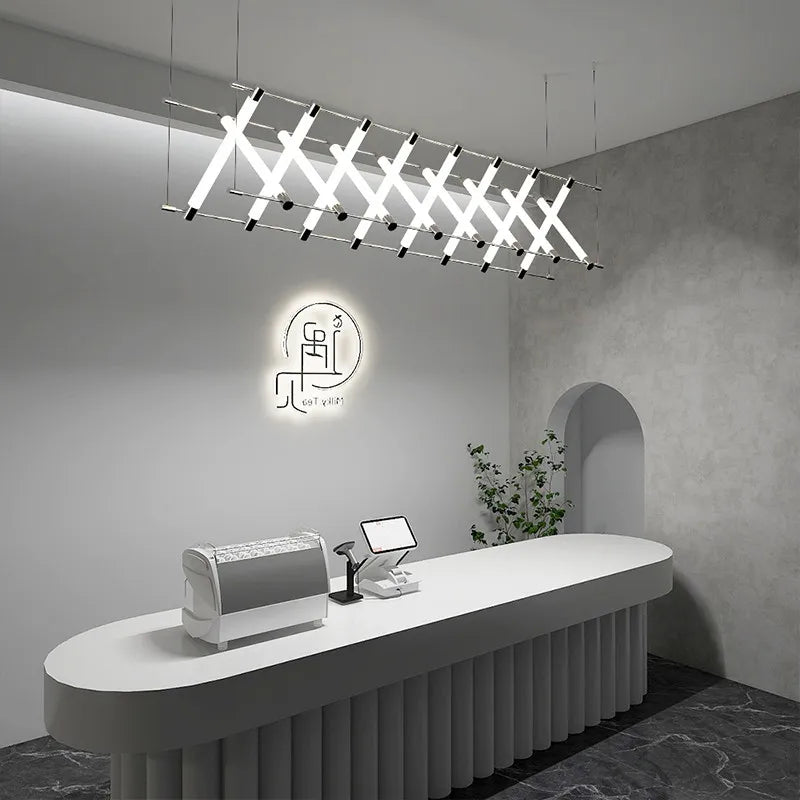 Modern Simple Chandelier, Restaurant, Bar, Exhibition hall, Chandelier, Nordic art Island designer, Extremely Simple LED Lamps - vue 3 sur 10