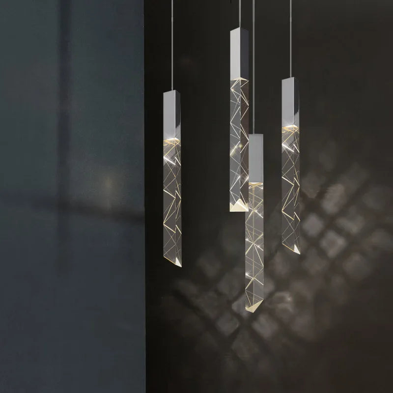 cristal k9 chrome loft lustre suspendu - vue 3 sur 15