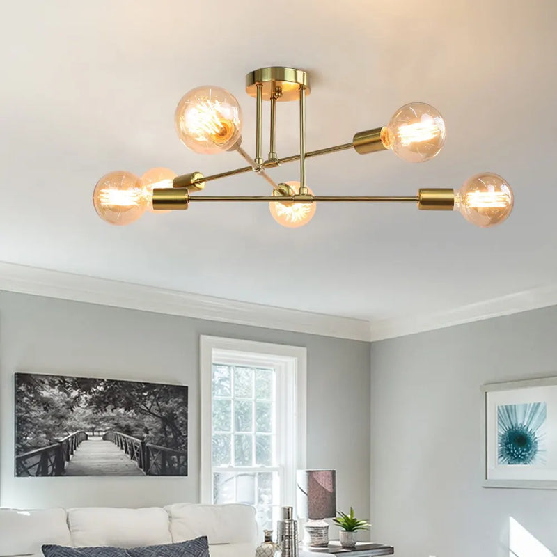 Plafond moderne à LEDs lumières industrielles fer noir/doré nordique minimaliste décoration de la maison salon salle à manger plafonniers