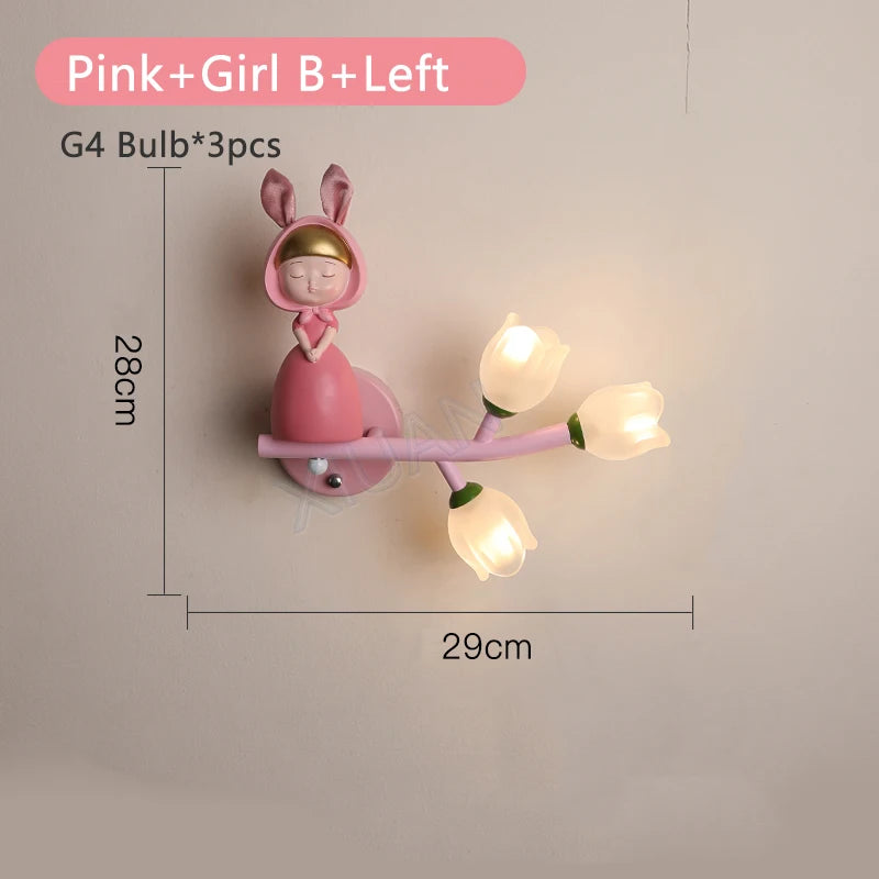 applique murale led g4 décorative avec motif lapin fille - vue 9 sur 22