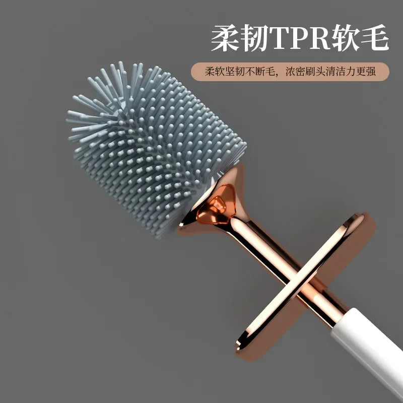 brosse de nettoyage en silicone pour toilettes sans coin mort - vue 4 sur 8