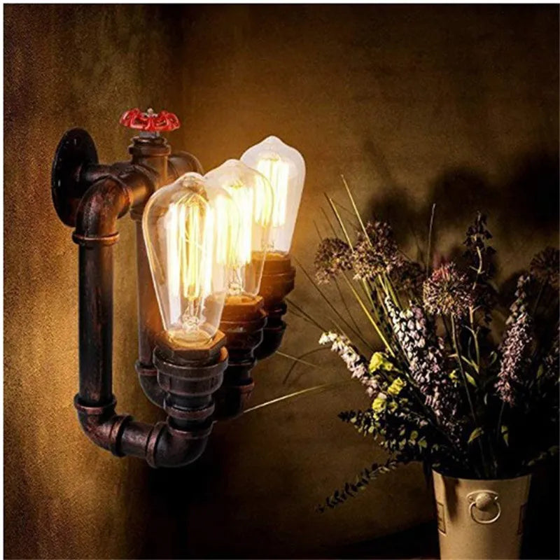 Applique Murale Industrielle Rétro PETITES ECREVISSES - Luminaire E27 Style Américain Avec Tuyau D'Eau