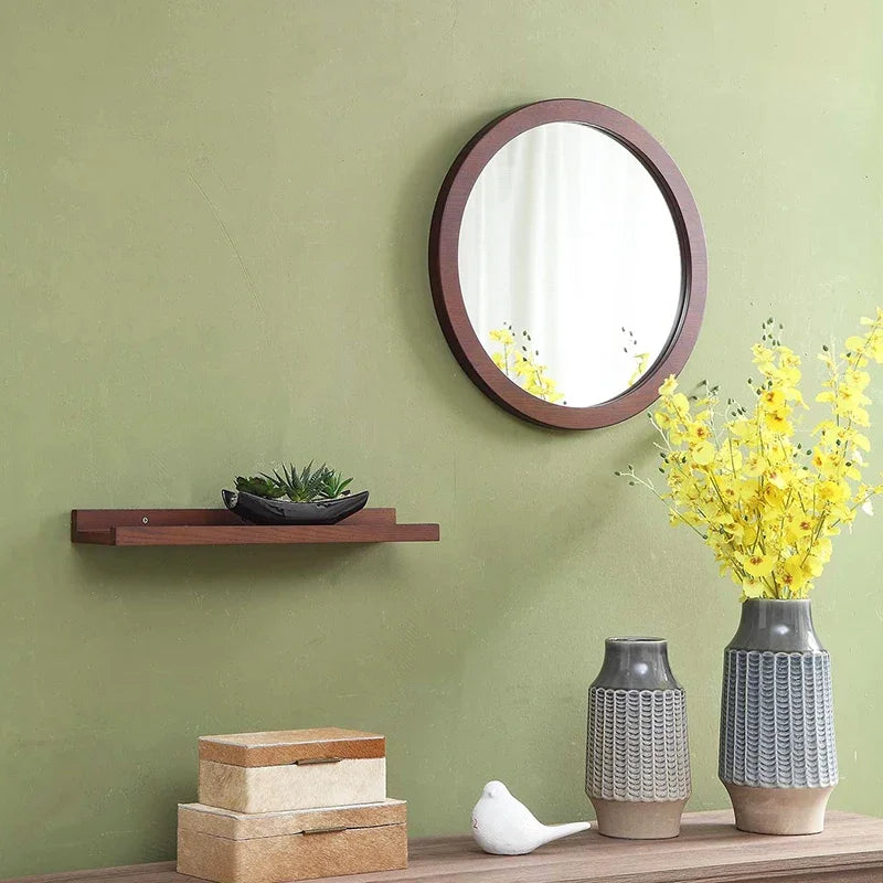 miroir vintage mural en bois de frêne pour salle de bain - vue 4 sur 7