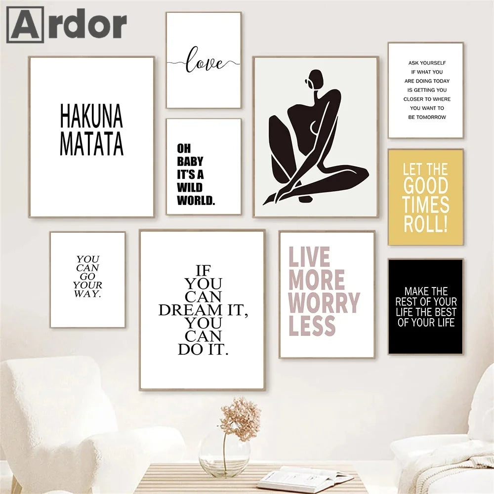 citations de motivation nordiques peinture sur toile typographie décor mural - vue 4 sur 7