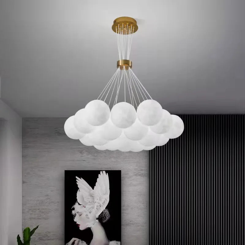 lustre nordique design planète lune avec bulles suspendu décoratif - vue 5 sur 18