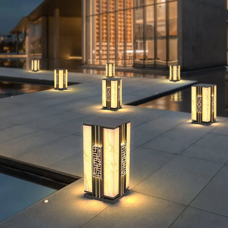 lampe extérieure solaire décorative imitation marbre pour jardin - vue 2 sur 8