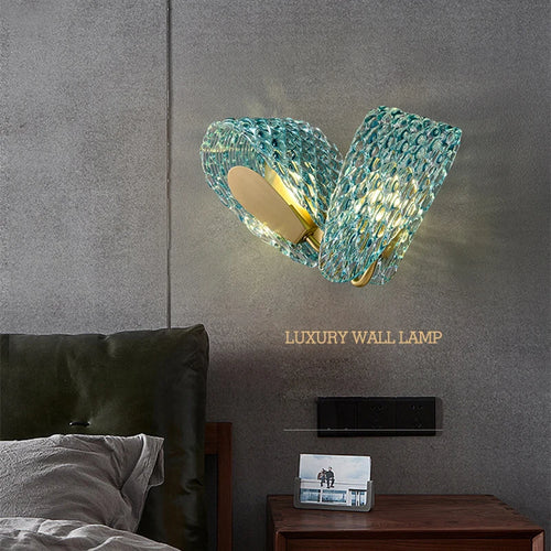 Placards de chambre à coucher bleu serpent échelle verre luminaire applique murale LED lampe Lustre luxe décor à la maison appareil ménager décoration murale
