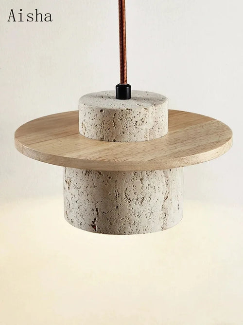 suspension japonaise en bois et pierre pour décoration intérieure - vue 5 sur 8