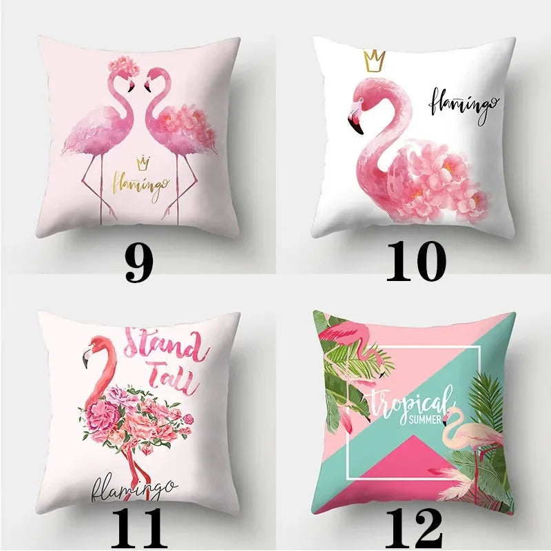 housse de coussin flamant rose tropical 45 cm x 45 cm décoratif