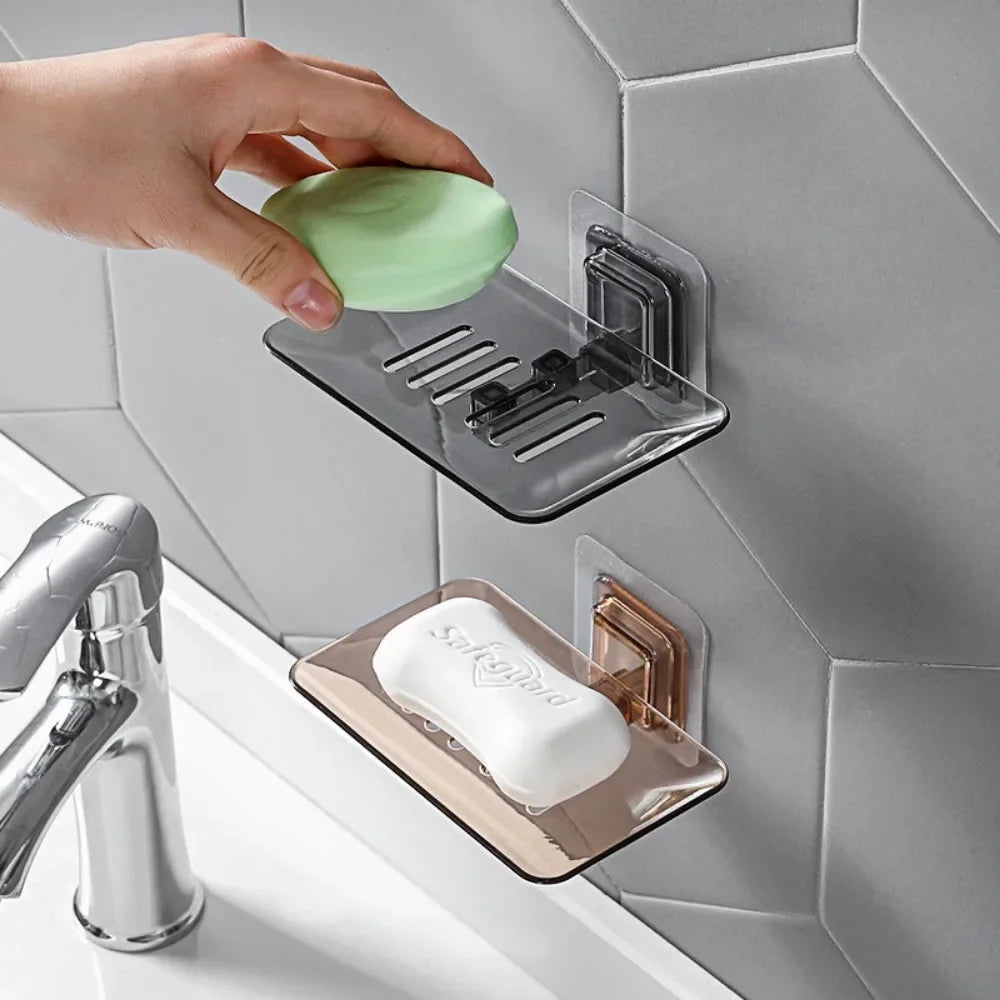 porte-savon mural auto-adhésif à double couche pour salle de bain - vue 3 sur 9