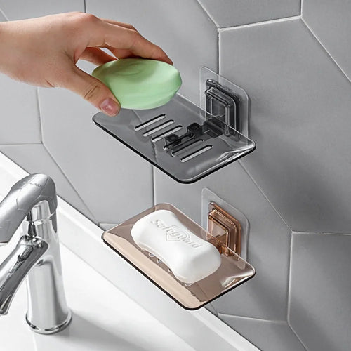 porte-savon mural auto-adhésif à double couche pour salle de bain - vue 4 sur 9