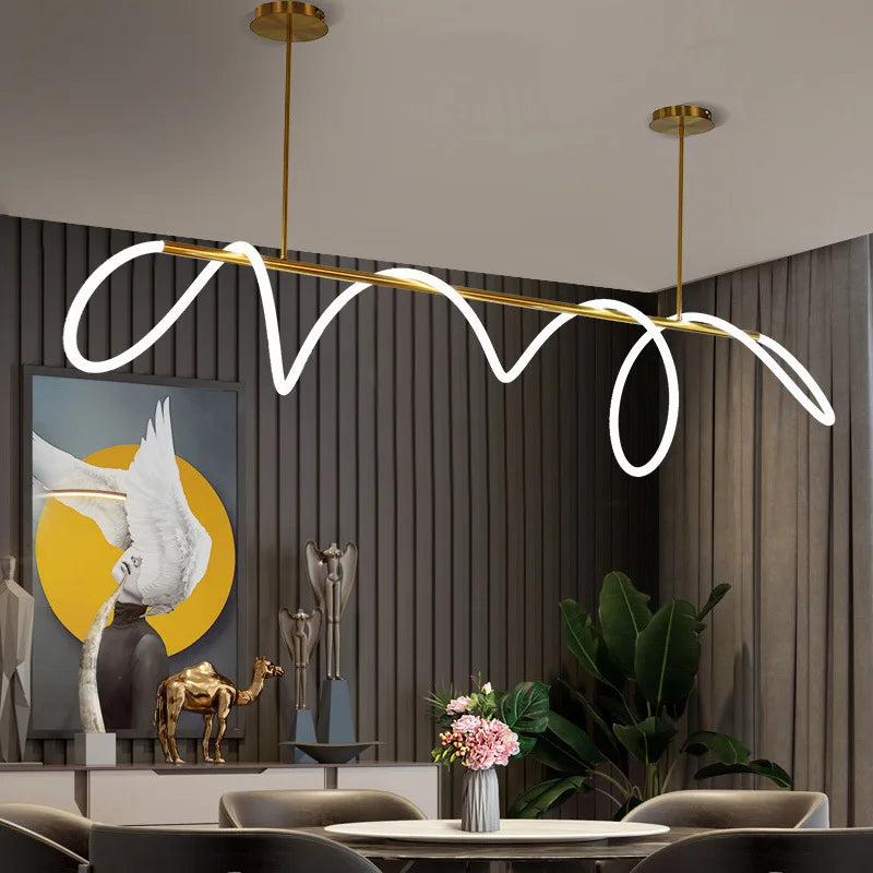 lustre moderne à long tuyau pour décoration intérieure élégante - vue 3 sur 25