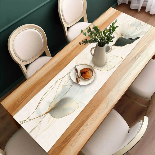 Chemin de table motifs feuilles abstraits style botanique - vue 3 sur 6