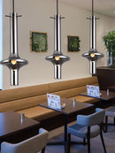 lustre en verre à joint en bambou créatif pour décoration intérieure