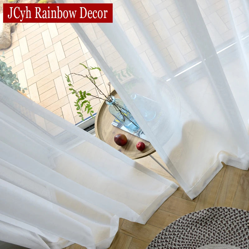 Voilage moderne transparent pour salon chambre fenêtre léger - vue 5 sur 7