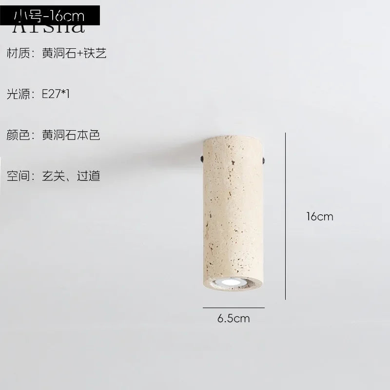 plafonnier japonais en pierre cylindrique au style minimaliste rétro - vue 5 sur 7