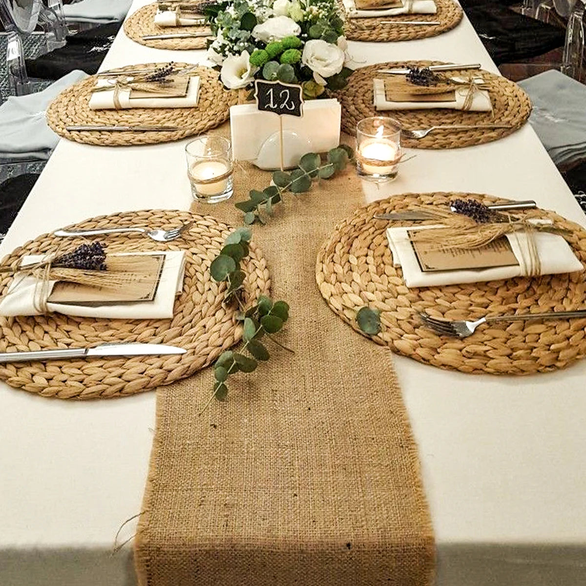 Chemin de table en lin style champetre rustique - vue 5 sur 11