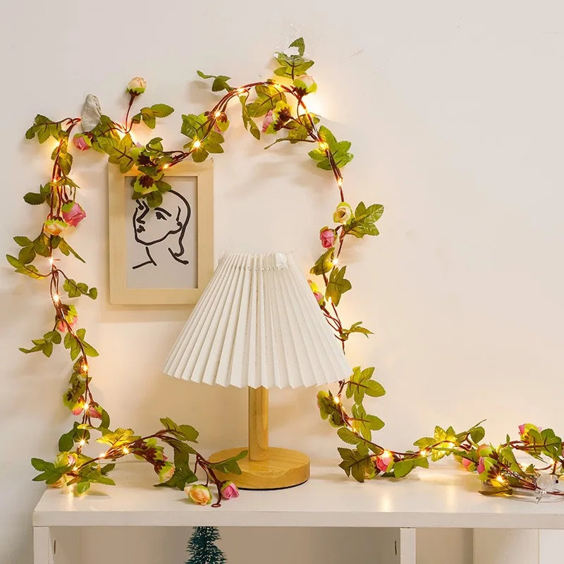 guirlande de roses artificielles lumineuse pour décoration féerique - vue 2 sur 7