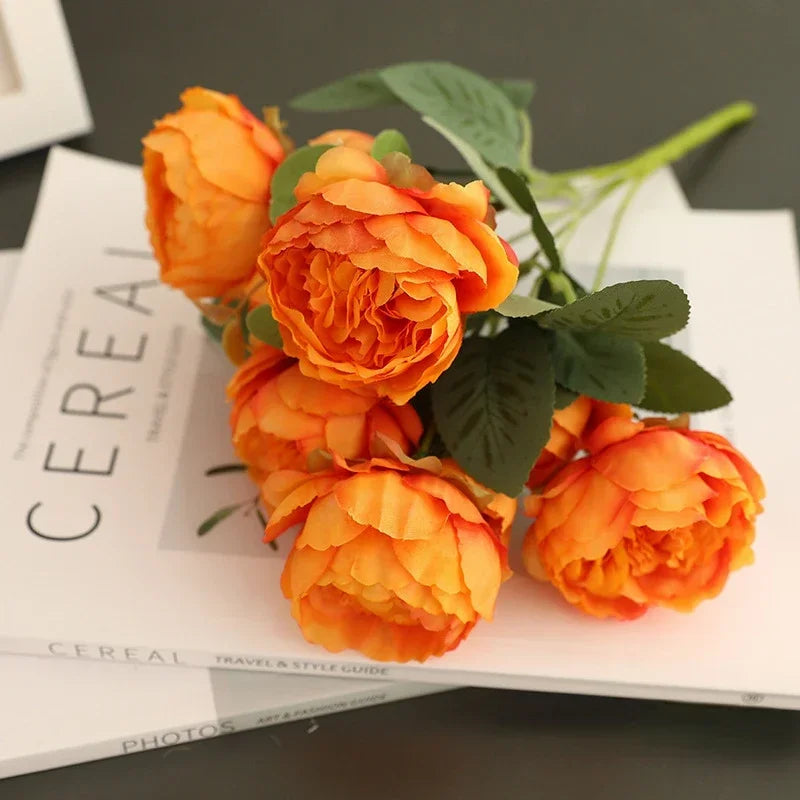 bouquet de pivoines vintage en soie décoration festive pour toutes occasions