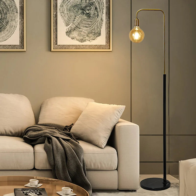 lampadaire rétro en laiton led au design créatif minimaliste - vue 4 sur 7