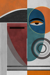 art mural abstrait avec personnages modernes pour décoration intérieure