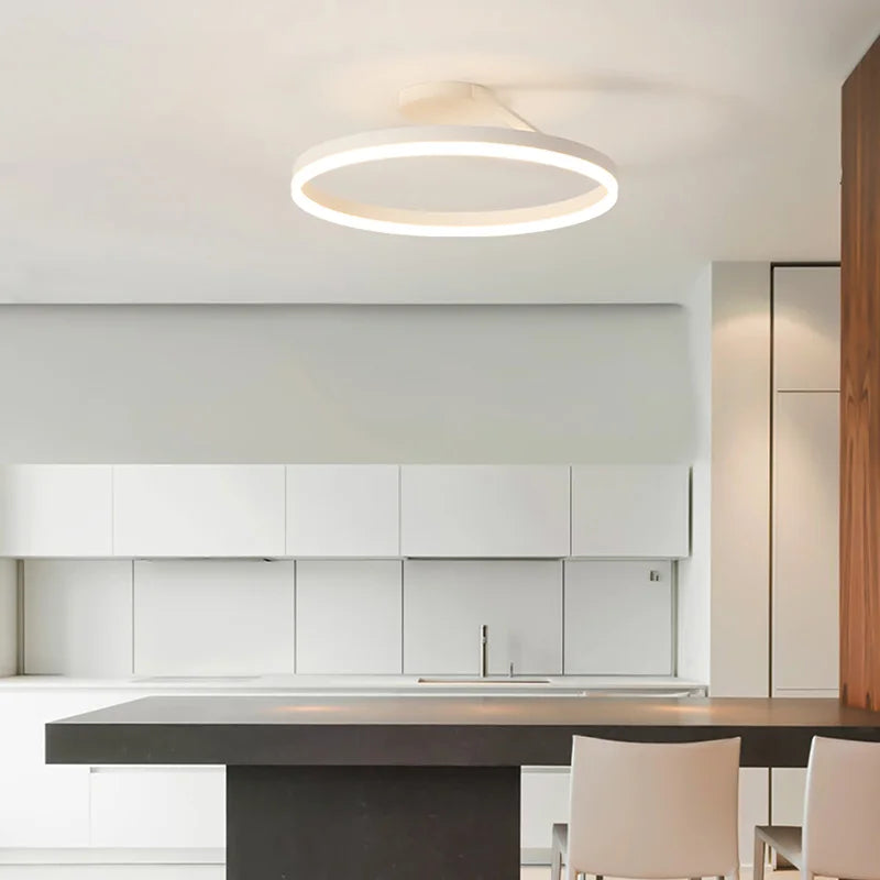Lustre LED Moderne Blanc Dimmable Anneau