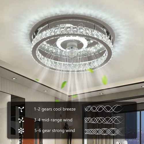 lustre ventilateur de plafond avec lumières et télécommande dimmable - vue 3 sur 7