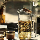 Bouilloire verre couvercle bois style floral resistante chaleur