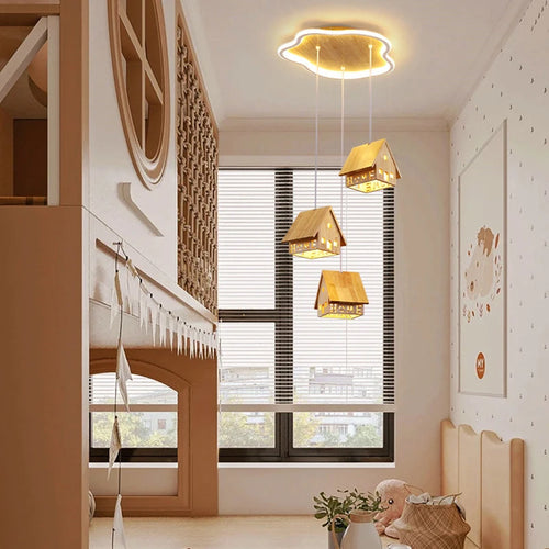 suspension moderne en bois pour décoration créative chambre enfant - vue 3 sur 10