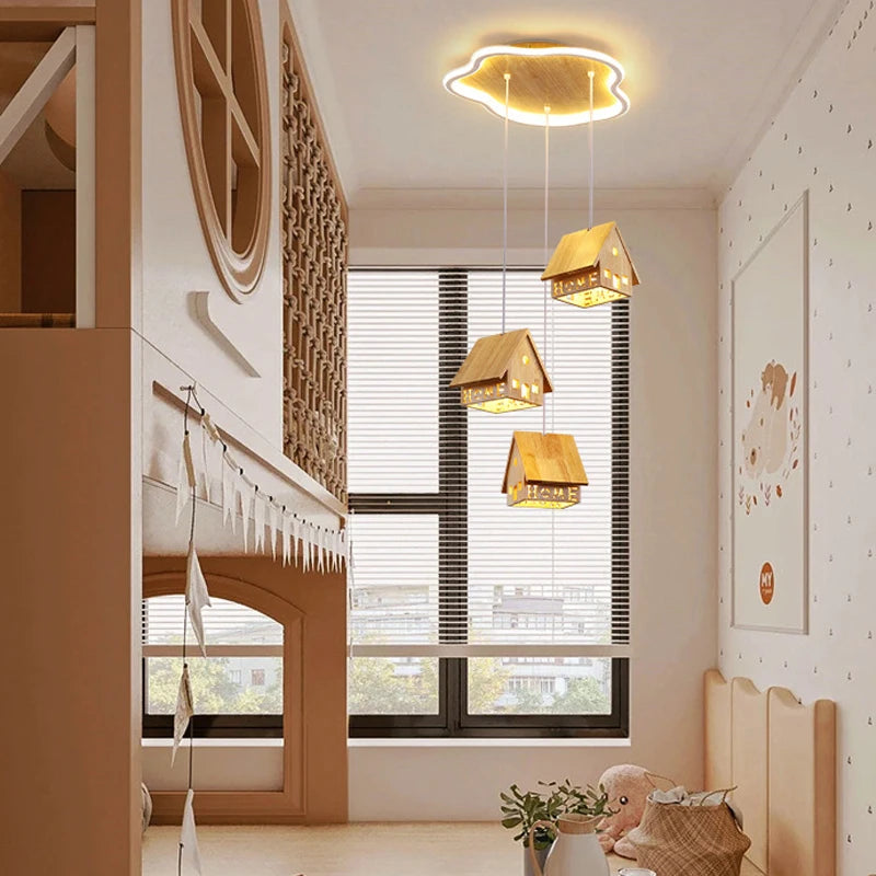 suspension moderne en bois pour décoration créative chambre enfant - vue 3 sur 10